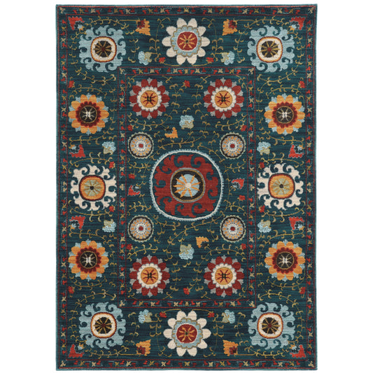 Sedona Teal Multi Bohemian Floral Indoor Rug