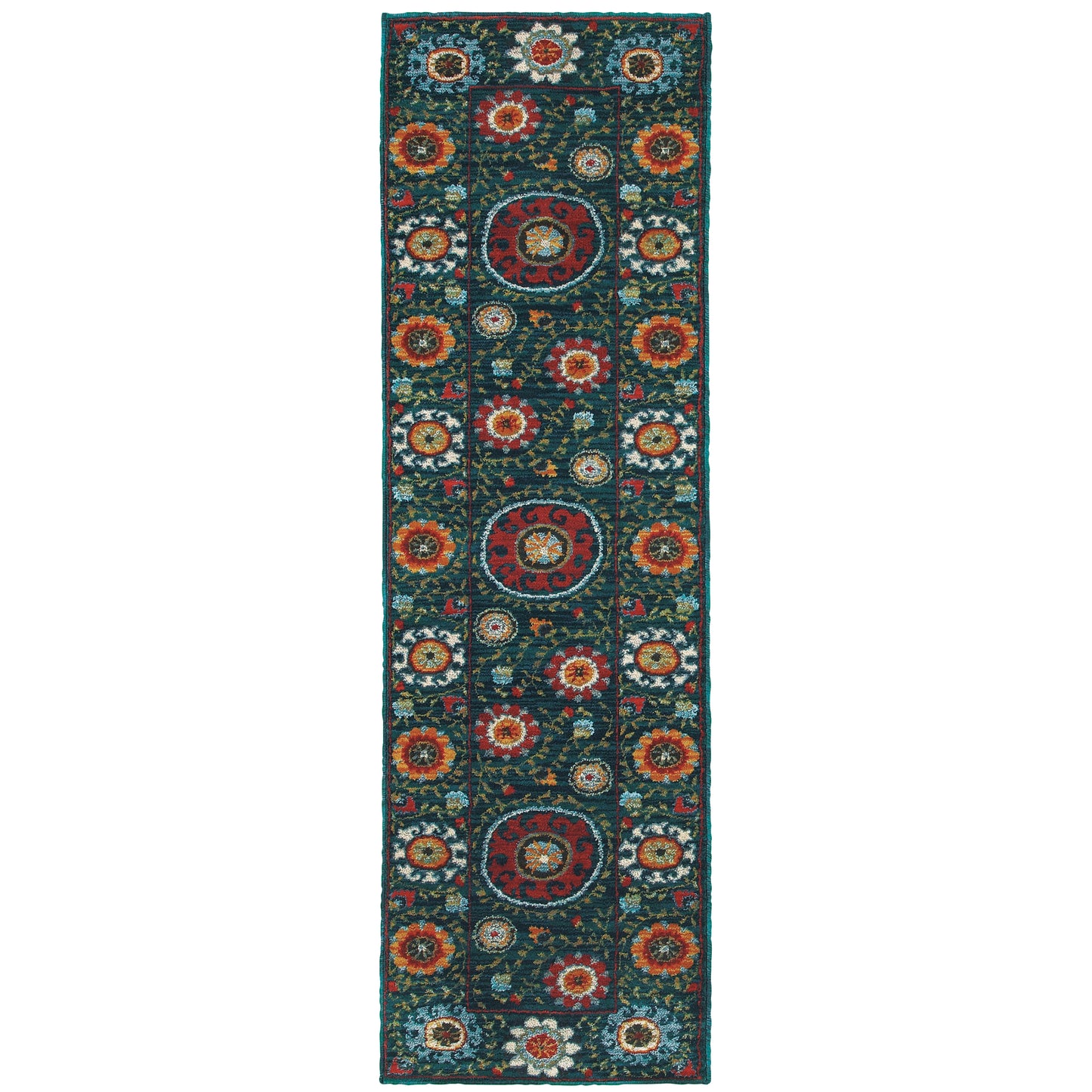 Sedona Teal Multi Bohemian Floral Indoor Rug