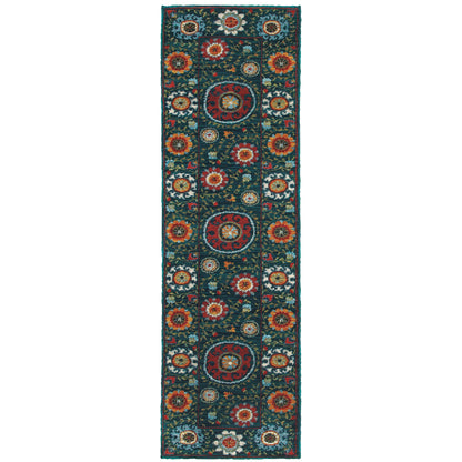 Sedona Teal Multi Bohemian Floral Indoor Rug