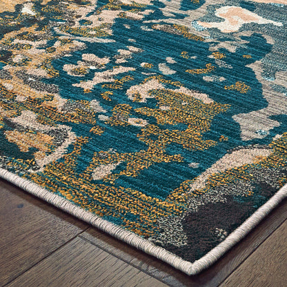 Sedona Blue Gold Modern & Contemporary Abstract Indoor Rug