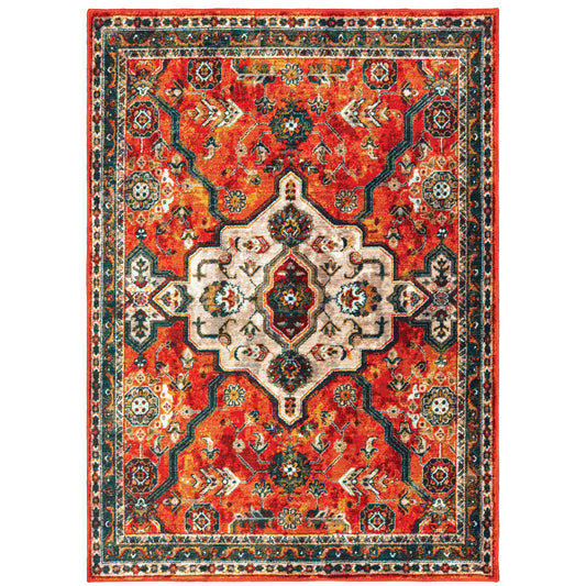 Sedona Orange Blue Bohemian Oriental Indoor Rug