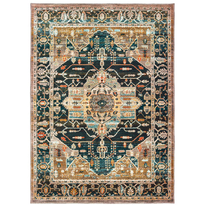 Sedona Blue Gold Bohemian Oriental Indoor Rug