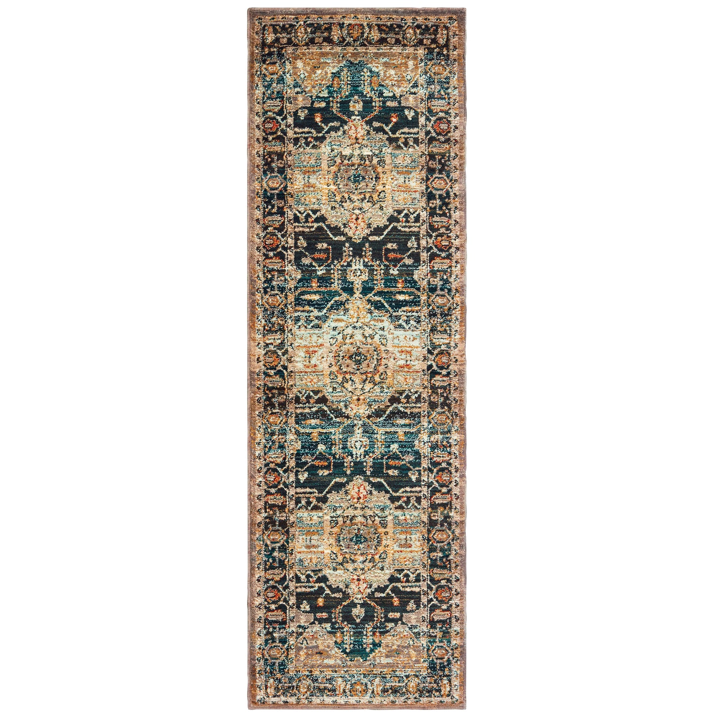 Sedona Blue Gold Bohemian Oriental Indoor Rug