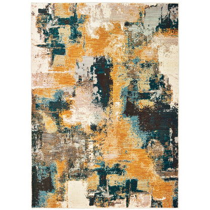 Sedona Blue Gold Modern & Contemporary Abstract Indoor Rug