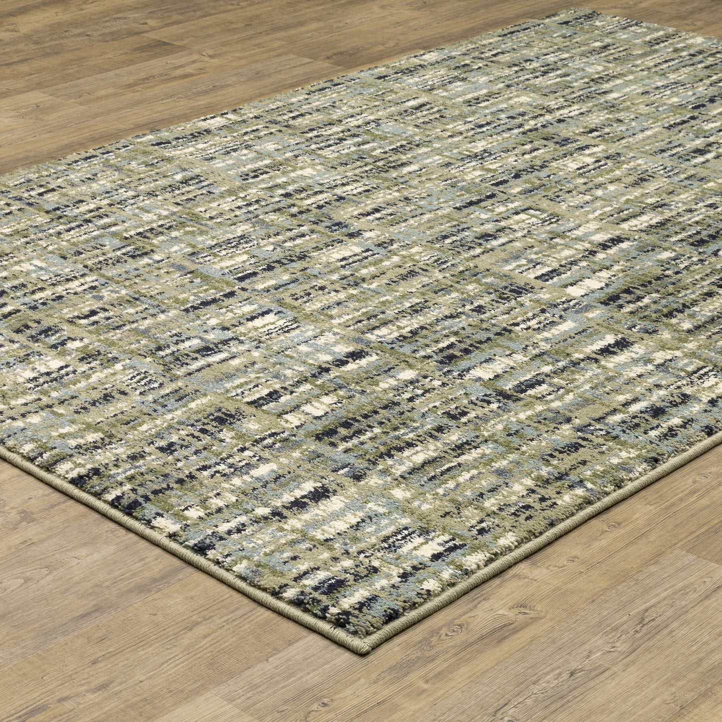 Seneca Green Blue Industrial Striped Indoor Rug