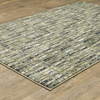 Seneca Green Blue Industrial Striped Indoor Rug