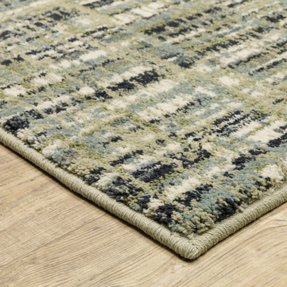 Seneca Green Blue Industrial Striped Indoor Rug