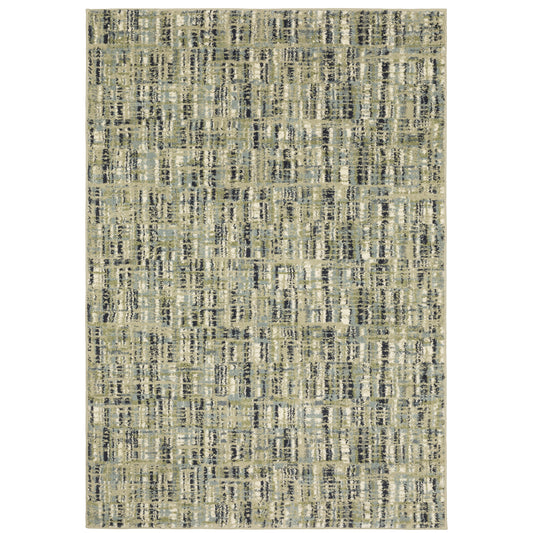 Seneca Green Blue Industrial Striped Indoor Rug