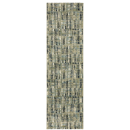 Seneca Green Blue Industrial Striped Indoor Rug