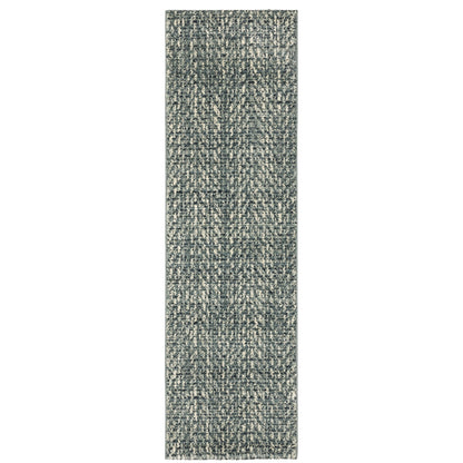 Seneca Blue Ivory Industrial Tweed Indoor Rug