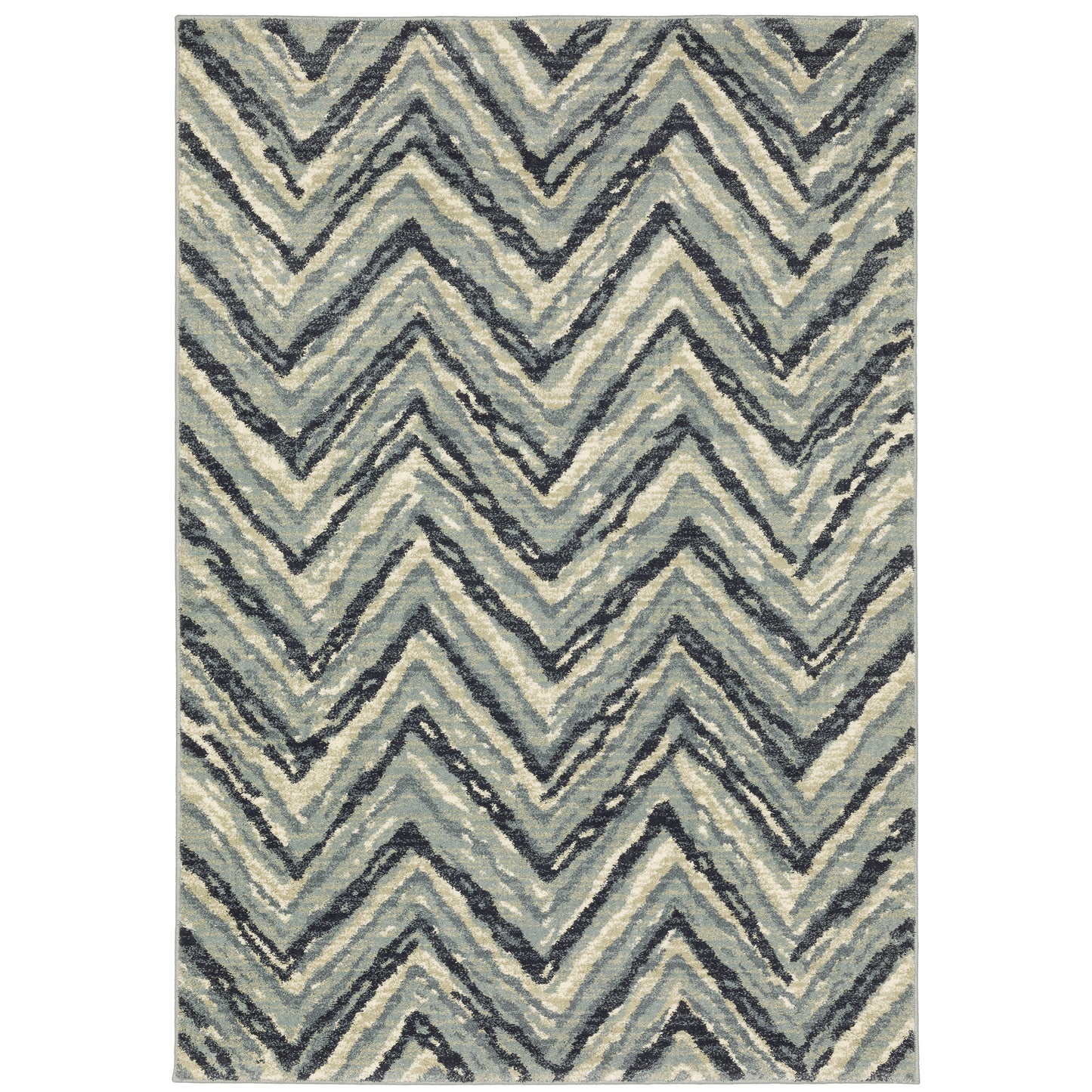 Seneca Blue Light Blue Industrial Chevron Indoor Rug