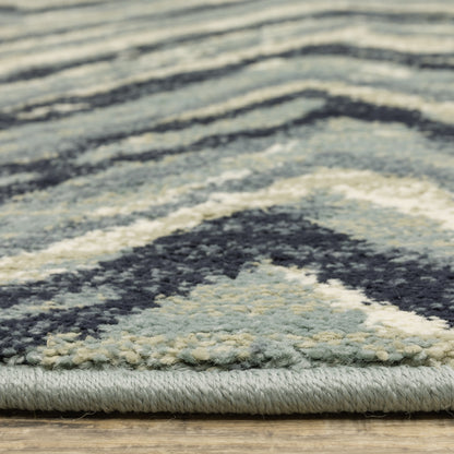 Seneca Blue Light Blue Industrial Chevron Indoor Rug