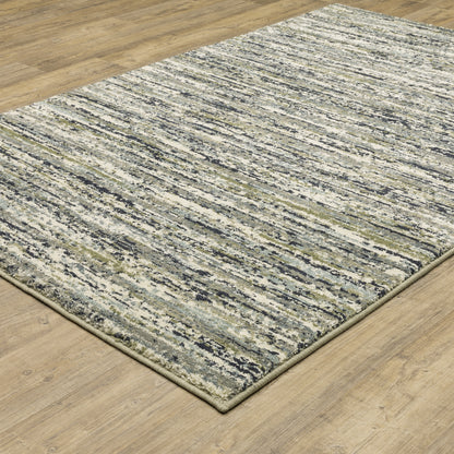 Seneca Blue Green Industrial Striped Indoor Rug