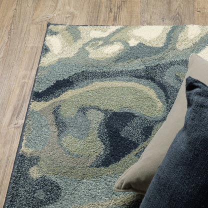 Seneca Blue Sage Industrial Abstract Indoor Rug