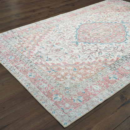 Sofia Ivory Pink Bohemian Oriental Indoor Rug