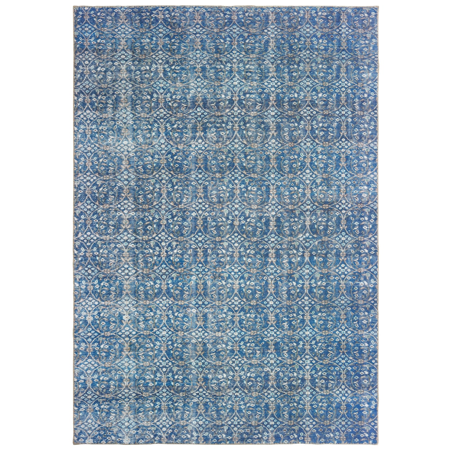 Sofia Blue Brown Bohemian Floral Indoor Rug