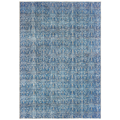 Sofia Blue Brown Bohemian Floral Indoor Rug