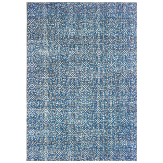 Sofia Blue Brown Bohemian Floral Indoor Rug