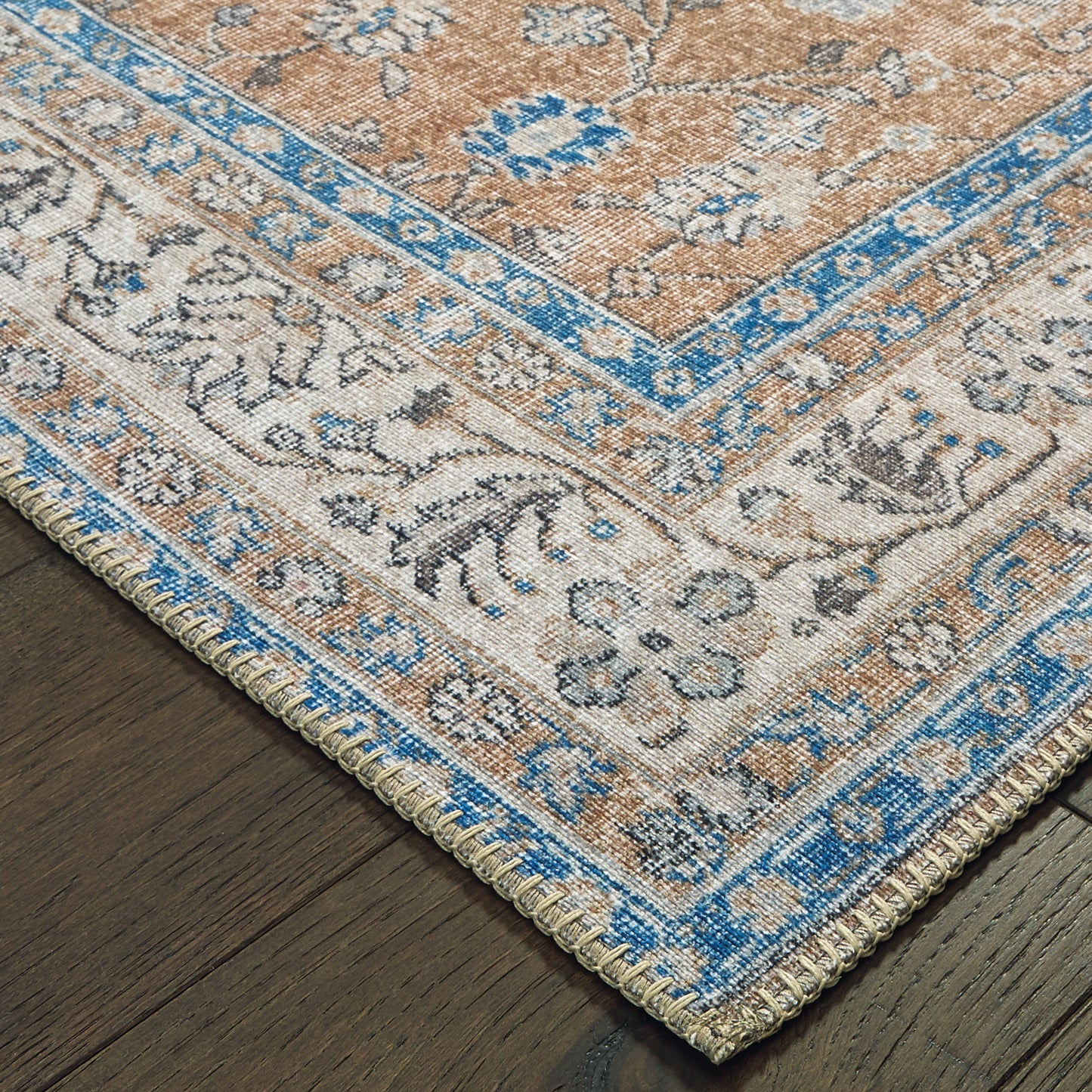 Sofia Gold Blue Bohemian Oriental Indoor Rug