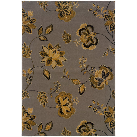 Stella Grey Gold Casual Floral Indoor Rug