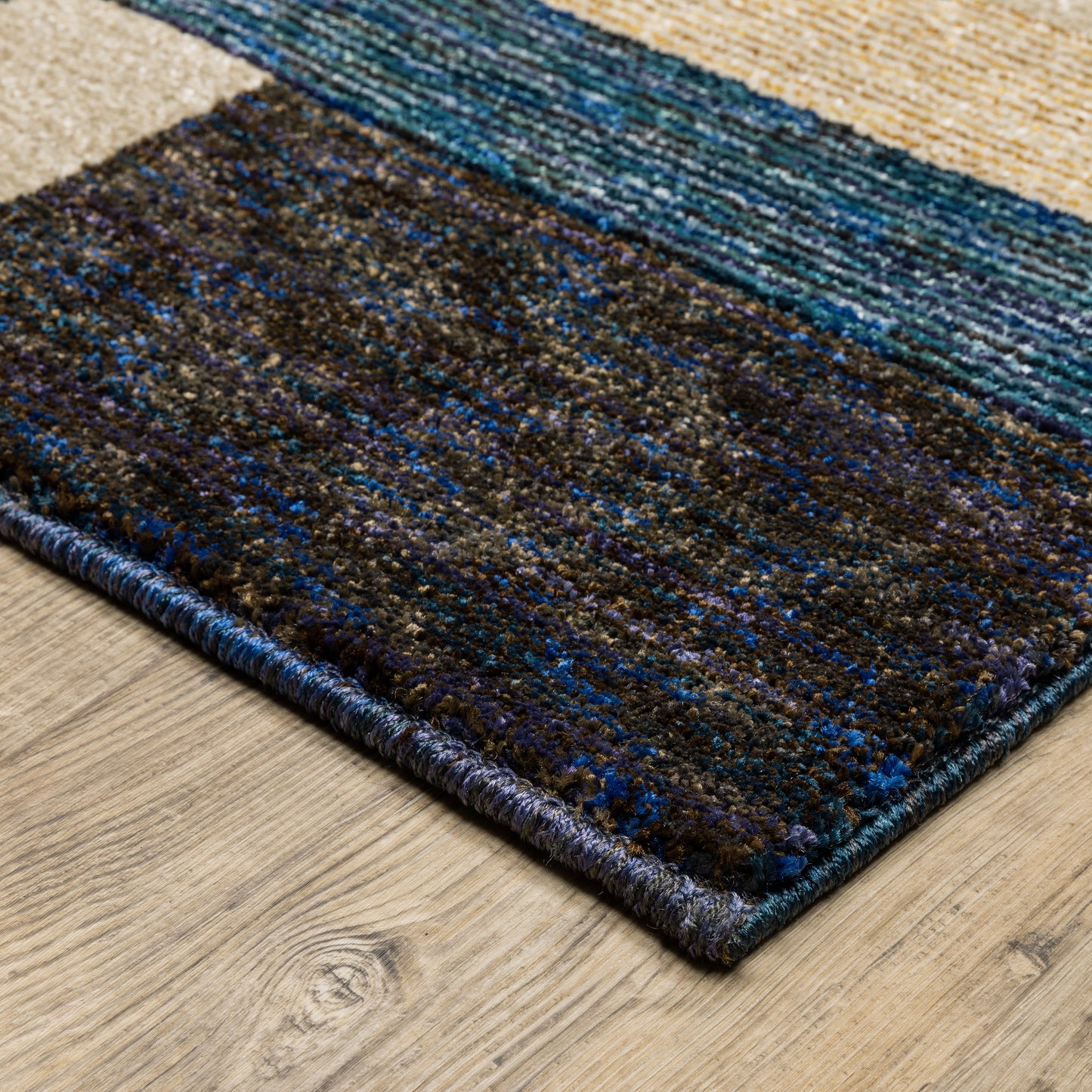 Strada Gold Blue Modern & Contemporary Geometric Indoor Rug