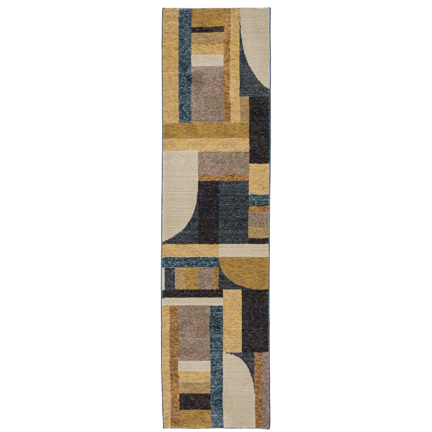 Strada Gold Blue Modern & Contemporary Geometric Indoor Rug