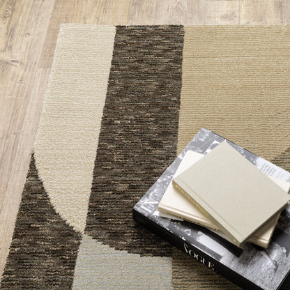 Strada Brown Beige Modern & Contemporary Geometric Indoor Rug