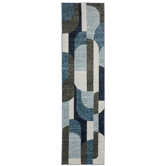 Strada Blue Grey Modern & Contemporary Geometric Indoor Rug