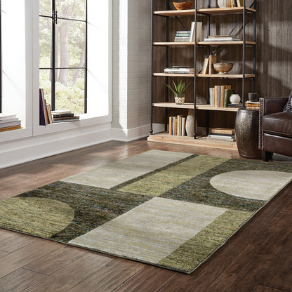 Strada Gold Green Modern & Contemporary Geometric Indoor Rug