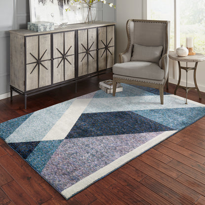 Strada Blue Purple Modern & Contemporary Geometric Indoor Rug