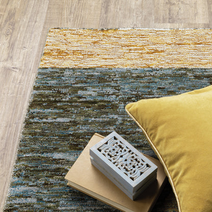 Strada Gold Blue Modern & Contemporary Geometric Indoor Rug