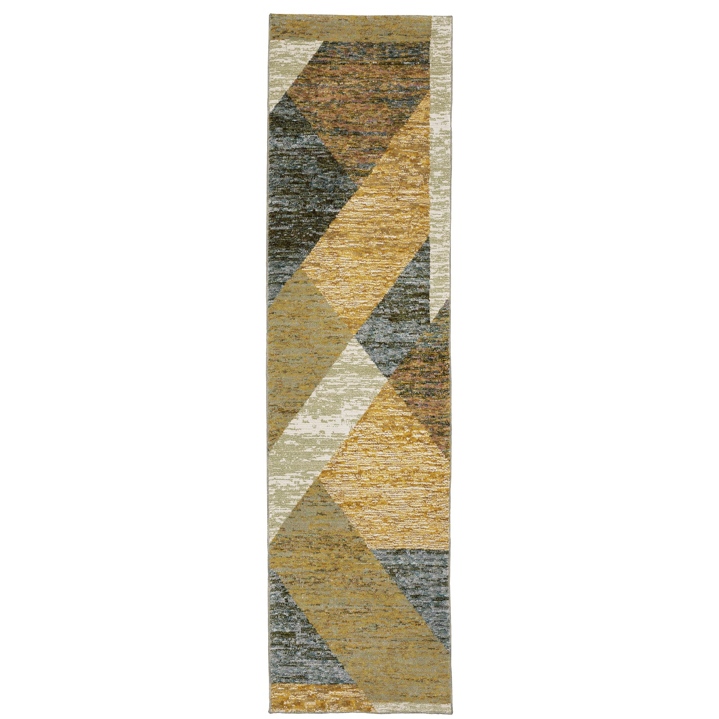 Strada Gold Blue Modern & Contemporary Geometric Indoor Rug