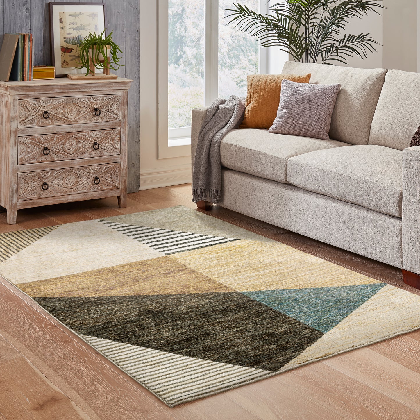 Strada Gold Multi Modern & Contemporary Geometric Indoor Rug