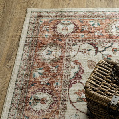 Sumter Ivory Orange Traditional Oriental Indoor Rug