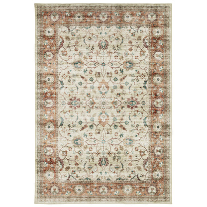 Sumter Ivory Orange Traditional Oriental Indoor Rug