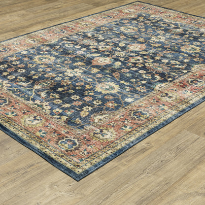 Sumter Blue Rust Traditional Oriental Indoor Rug