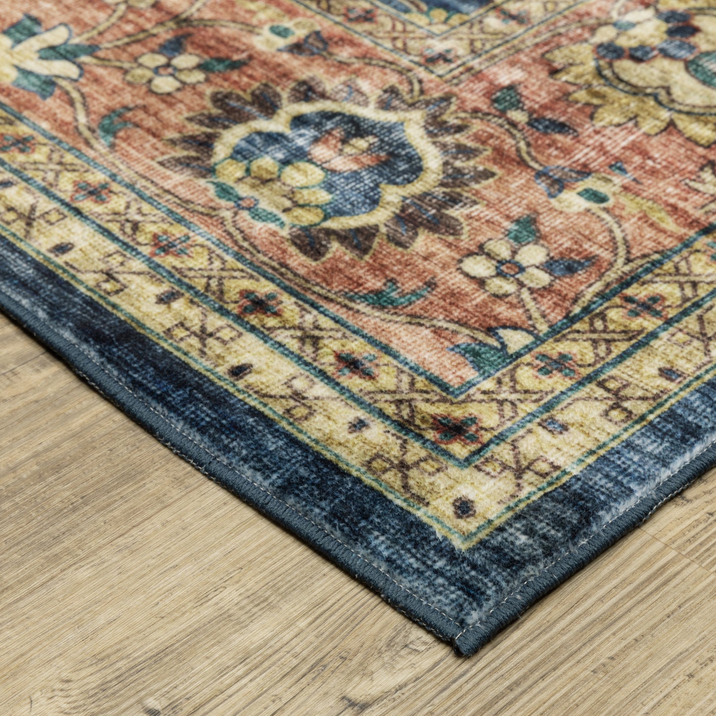 Sumter Blue Rust Traditional Oriental Indoor Rug