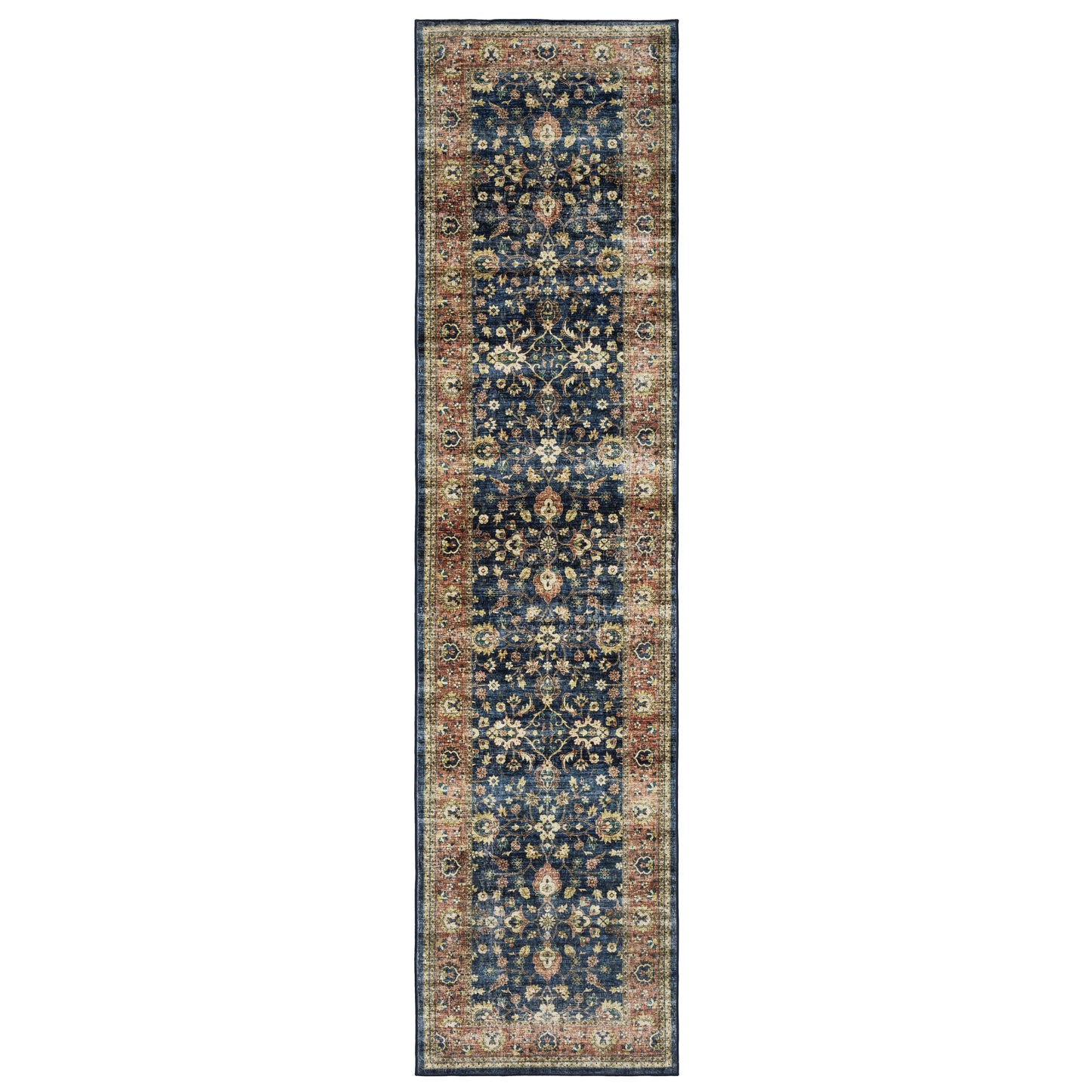 Sumter Blue Rust Traditional Oriental Indoor Rug