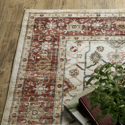 Sumter Ivory Red Traditional Oriental Indoor Rug