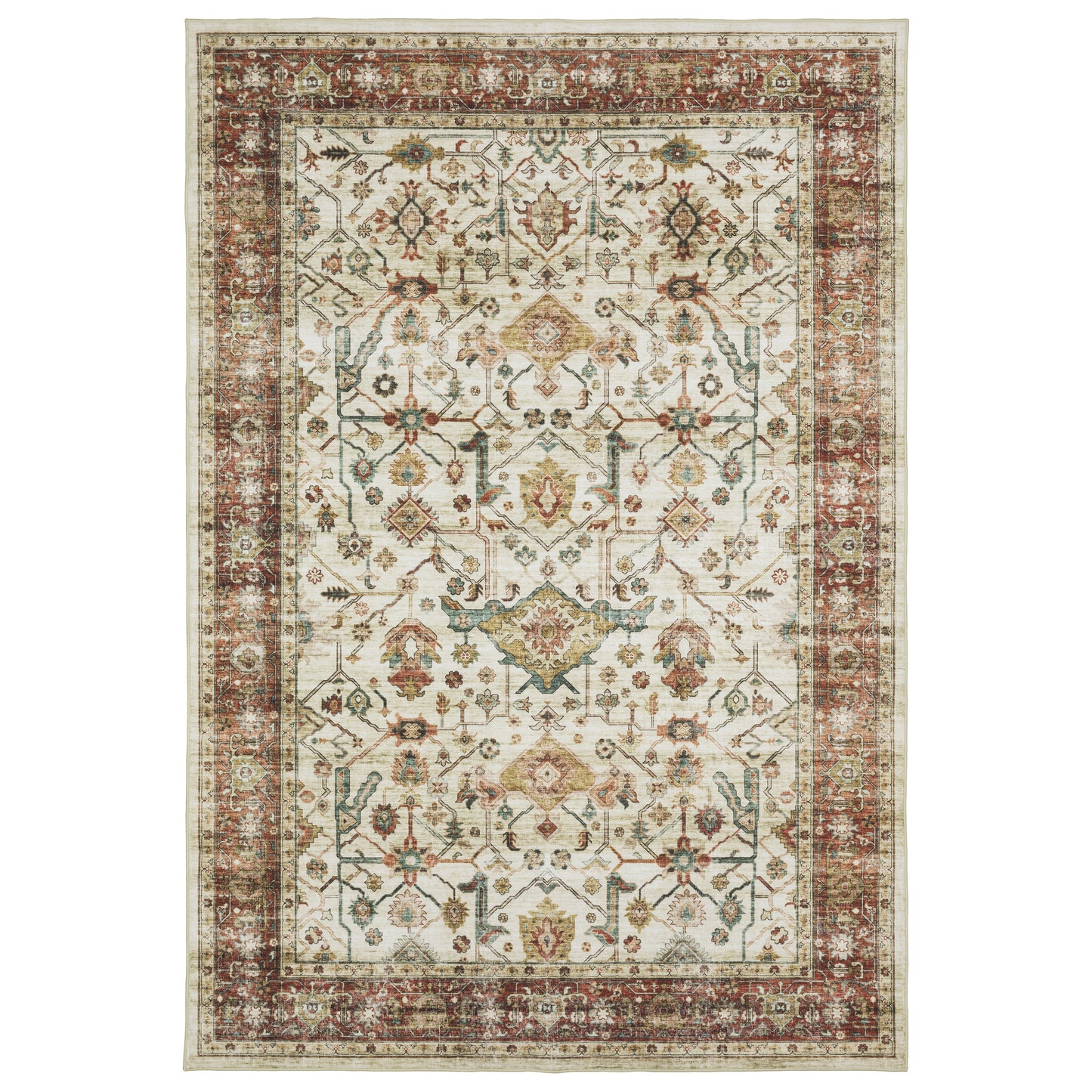 Sumter Ivory Red Traditional Oriental Indoor Rug