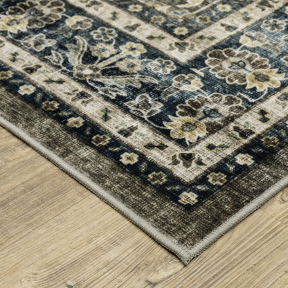 Sumter Grey Blue Traditional Oriental Indoor Rug