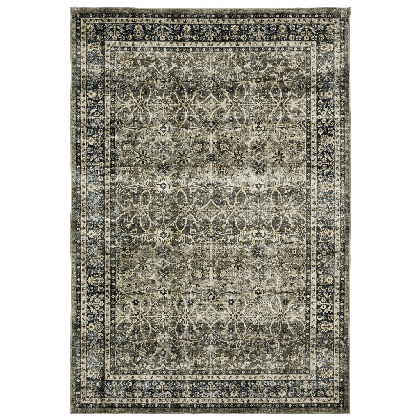 Sumter Grey Blue Traditional Oriental Indoor Rug