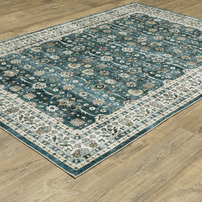 Sumter Teal Ivory Traditional Oriental Indoor Rug