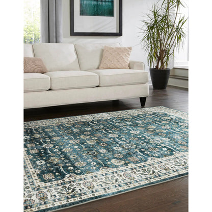 Sumter Teal Ivory Traditional Oriental Indoor Rug