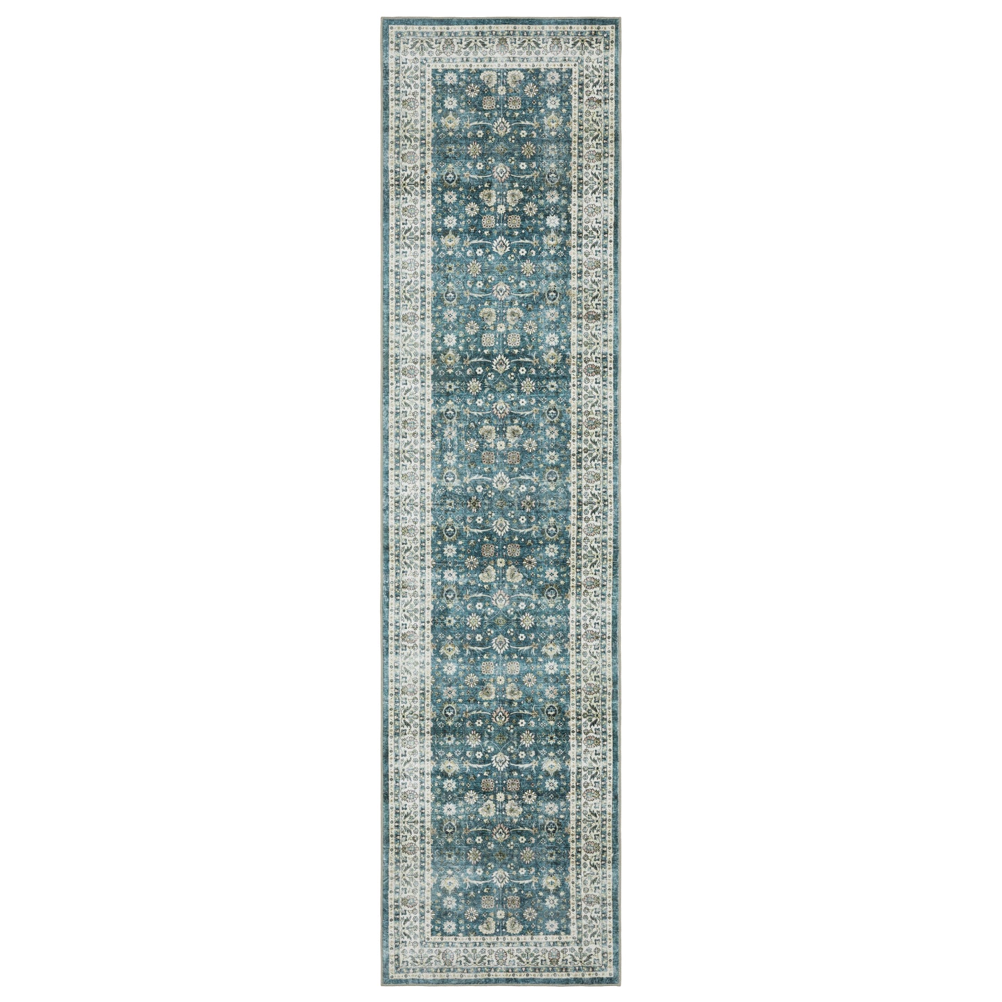 Sumter Teal Ivory Traditional Oriental Indoor Rug