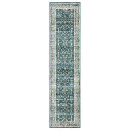 Sumter Teal Ivory Traditional Oriental Indoor Rug