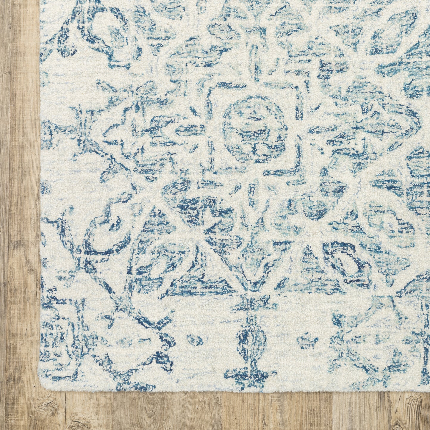 Tallavera Blue Ivory Transitional Geometric Indoor Rug