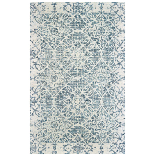 Tallavera Blue Ivory Transitional Geometric Indoor Rug