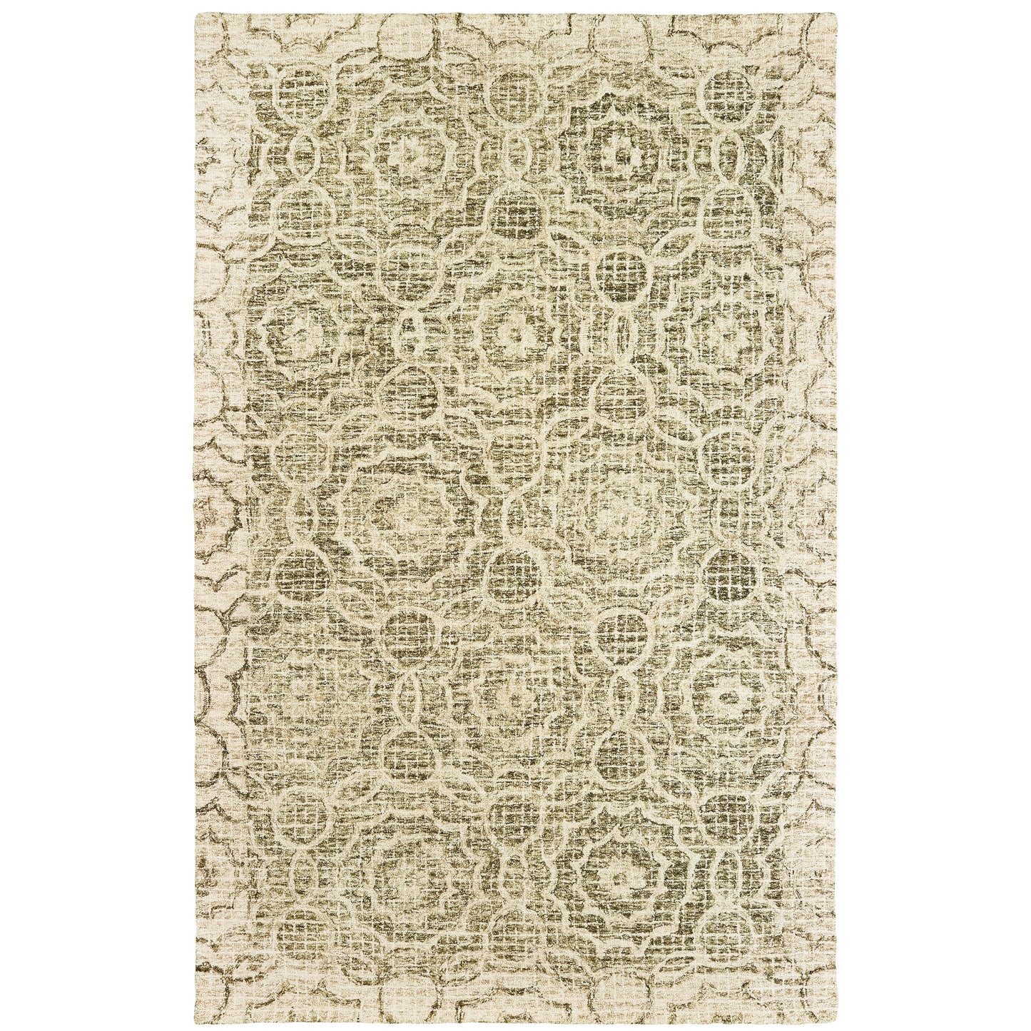 Tallavera Green Ivory Transitional Geometric Indoor Rug