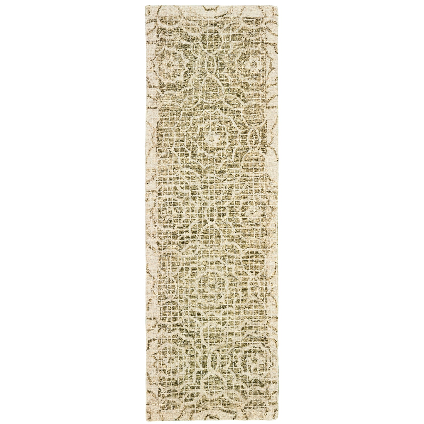 Tallavera Green Ivory Transitional Geometric Indoor Rug